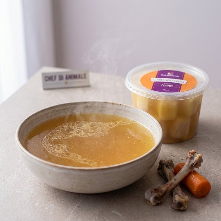 Caldo de ossos para cães e gatos, pote de 300 ml