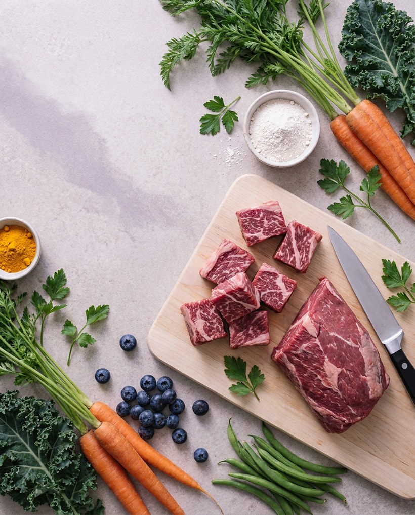 Ingredientes integrais, pesados antes de ir ao forno